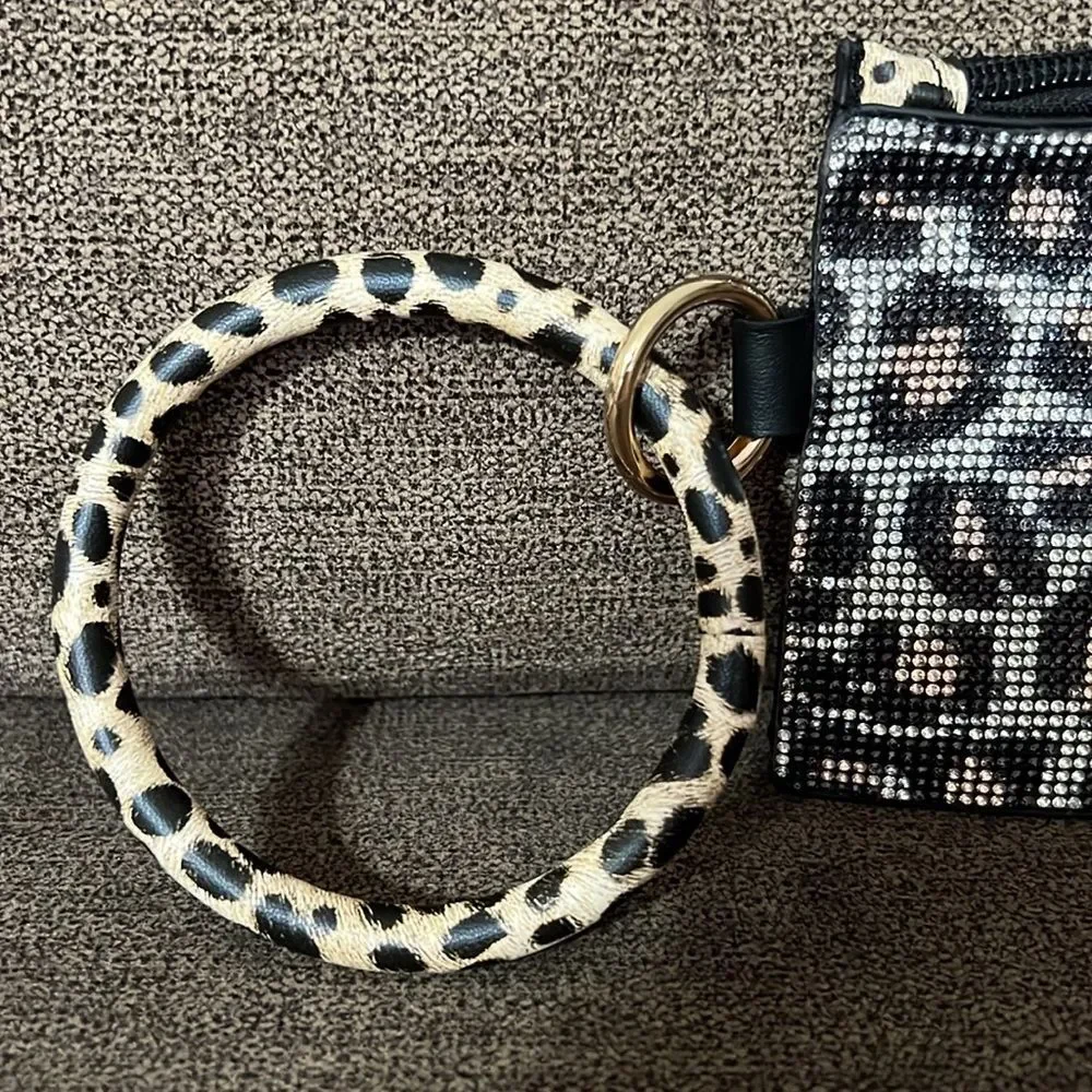NEW Adorable Leopard print wristlet embellished with gorgeous rhinestones